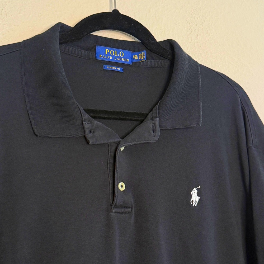 Preppy Old Money Polo Ralph Lauren Classic Fit Mens XXL Black Cotton Polo Shirt